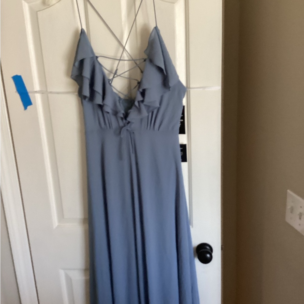 Lulu's Blue Ruffled Sundress for Weddings or Elegant Night Out